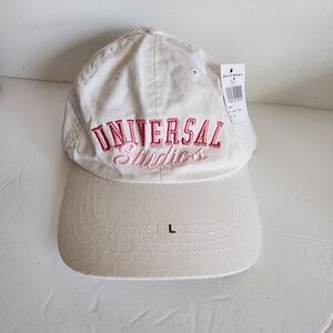 Universal White Cap with Pink Embroidery